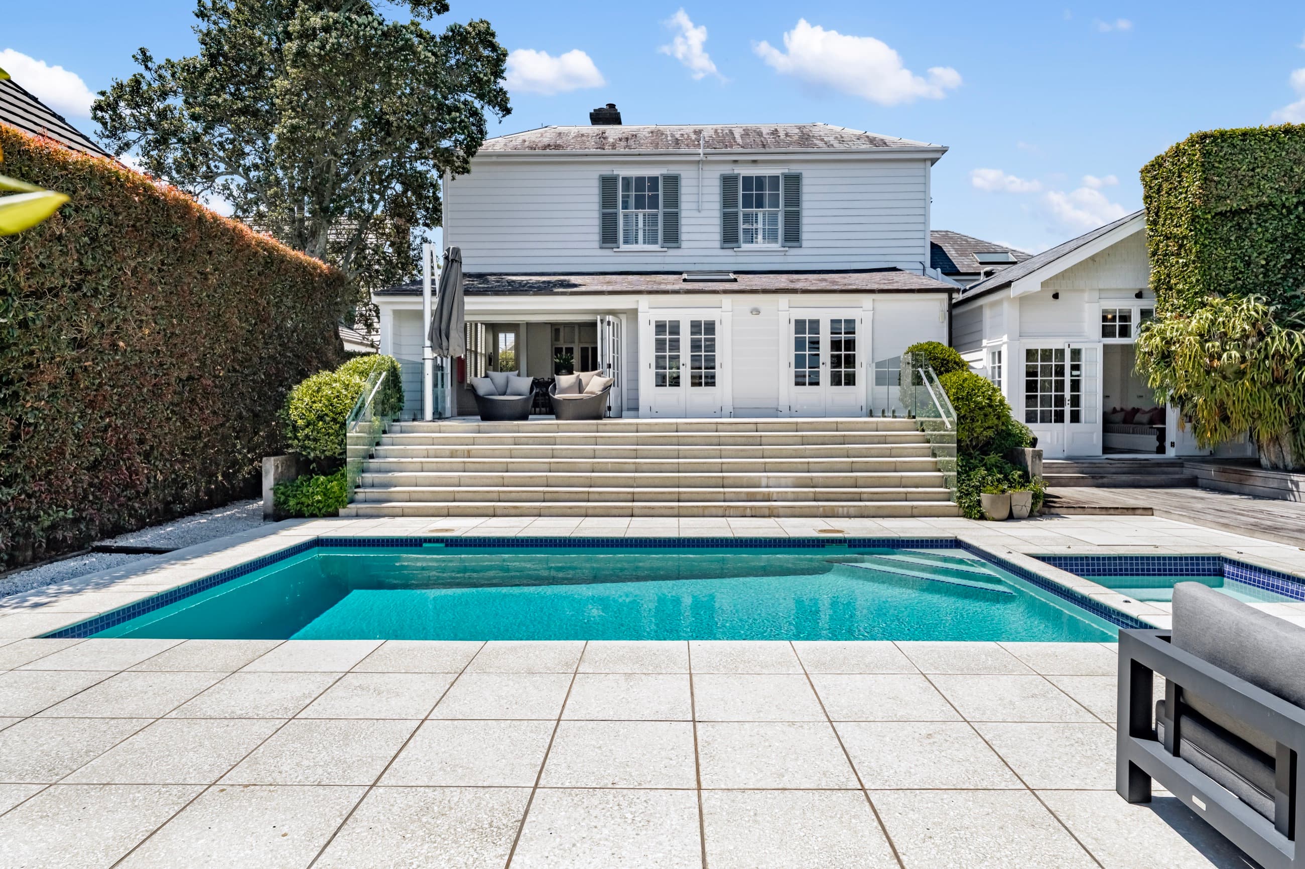 The pool and the back of the house
