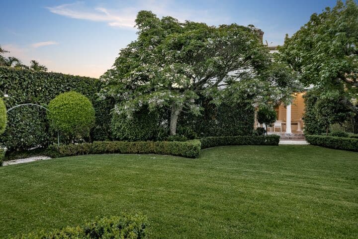 The garden lawn at dusk