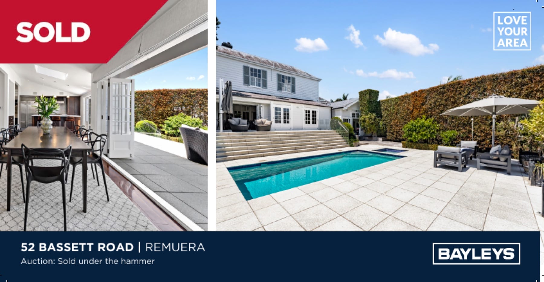 The sold announcement for 52 Bassett Road, auction sold under the hammer